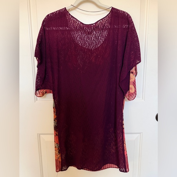 Vintage Free People Sheer Floral Blouse With All Lace Back and Chain - Size Lg - Picture 3 of 3